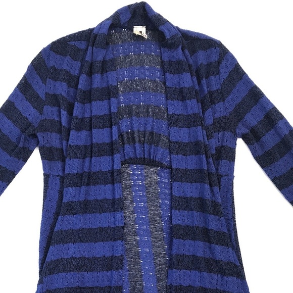 Sweaters - Black and Blue Striped Cardigan​​​